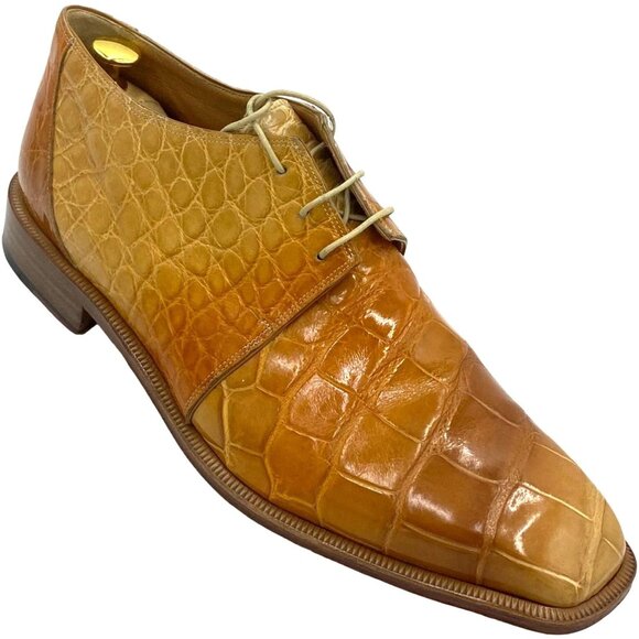 Vintage Mauri Exotic Full Alligator Mens 14M Italian Tan Brown Honey Dress Shoes - Picture 14 of 14
